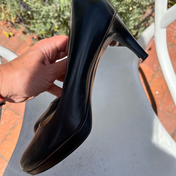 Black leather Cole Haan hidden platform Nike Air heels, size 11b - Picture 5 of 8